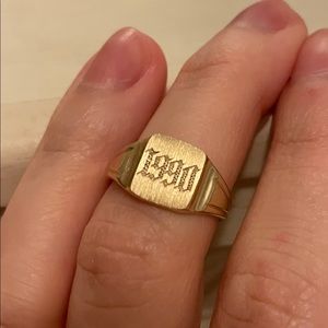 14k gold signet ring “1990” scribed in old English